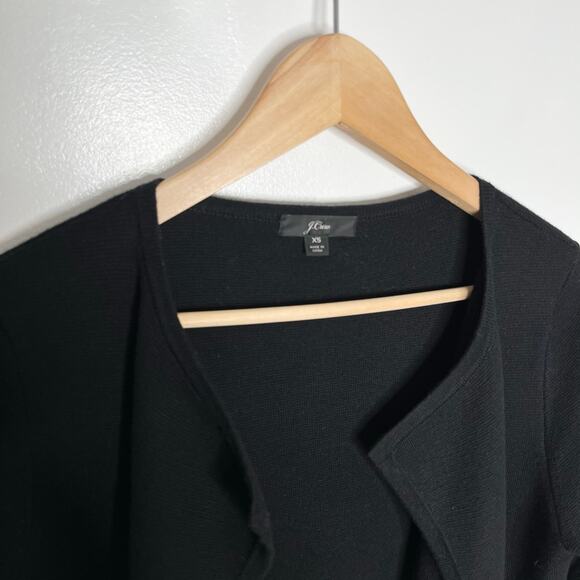 J. Crew Open Front Sweater Blazer Womens XS Black Merino Wool Classic Pockets - Picture 5 of 10